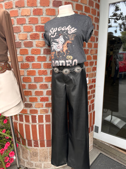 The Visionary Black Faux Leather Wide Leg Pants