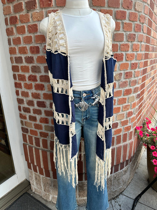 Fringe Sleeveless Boho Kimono
