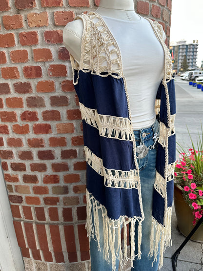 Fringe Sleeveless Boho Kimono