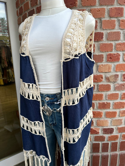 Fringe Sleeveless Boho Kimono