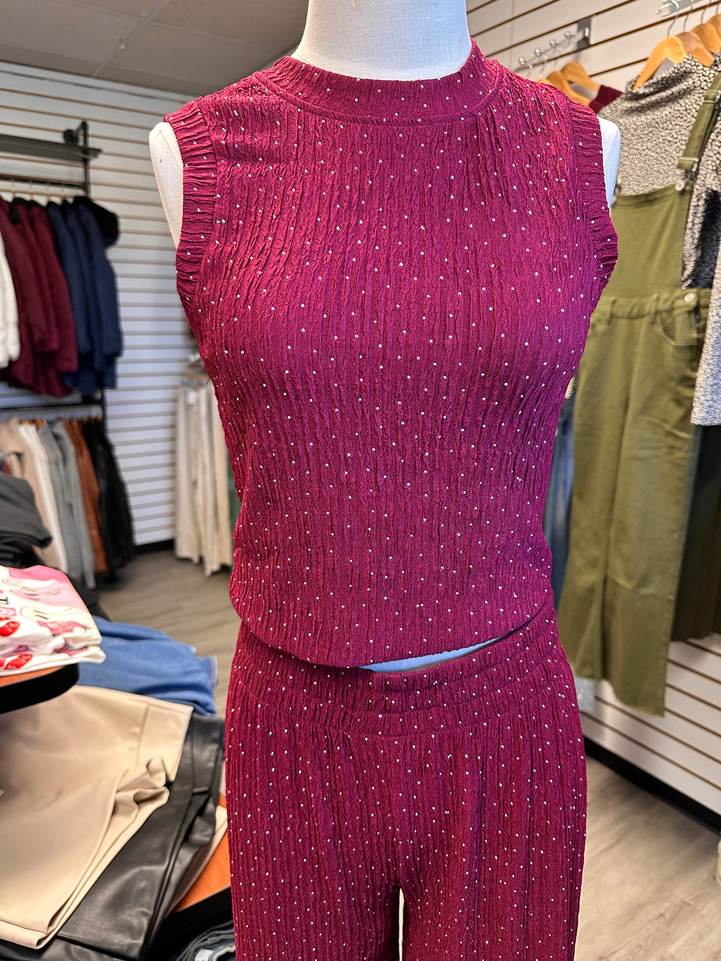 2 Piece Rhinestone Crinkle Set