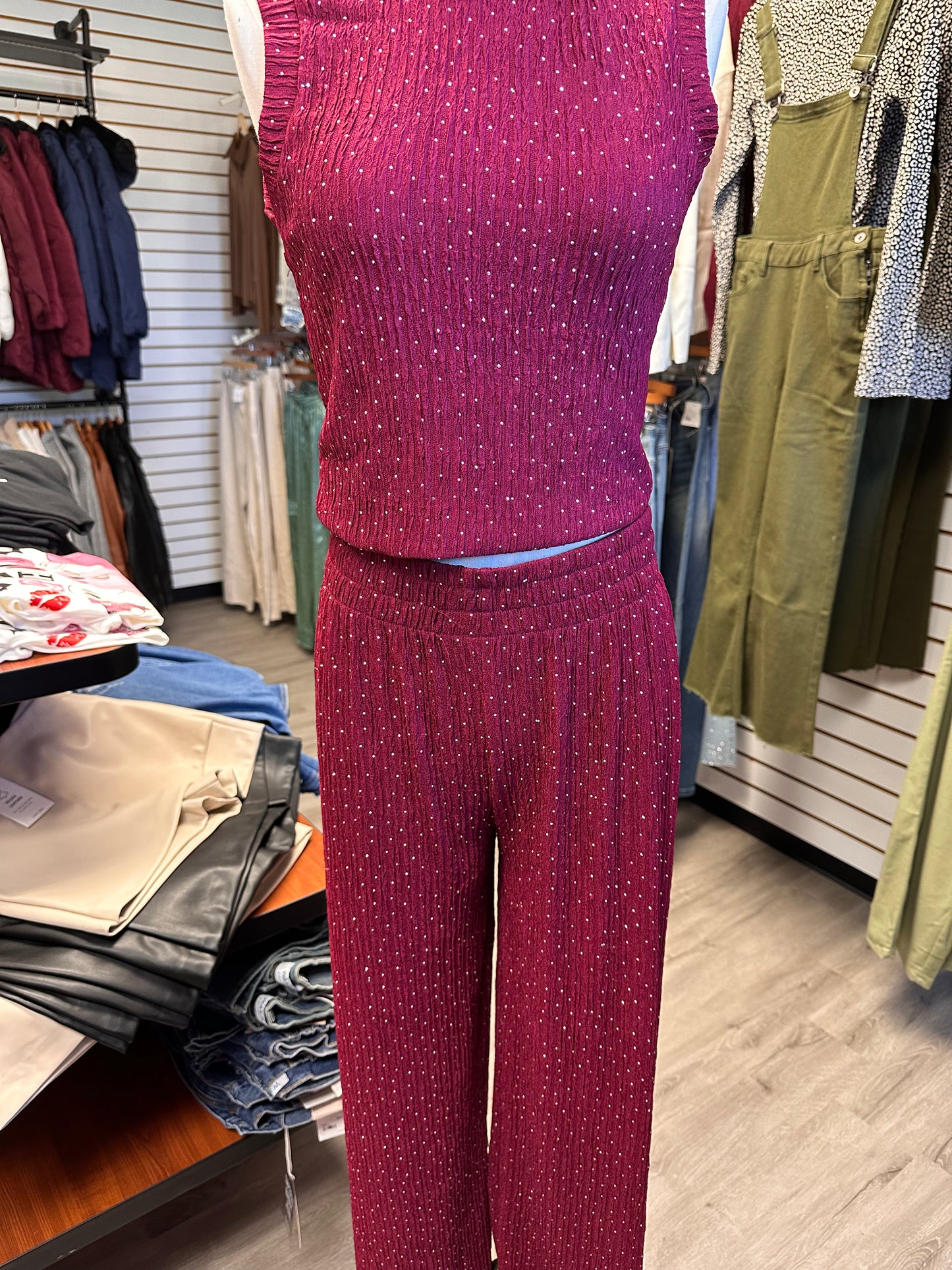 2 Piece Rhinestone Crinkle Set