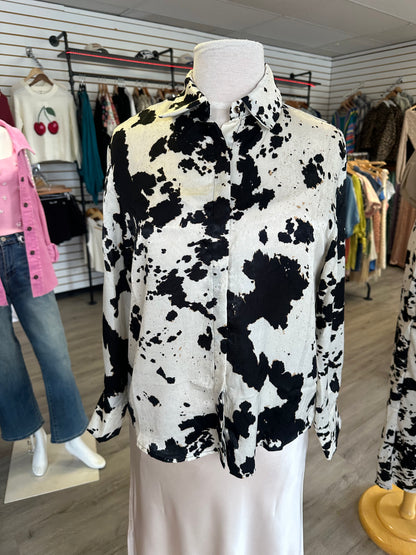 Black & White Cow Print Blouse