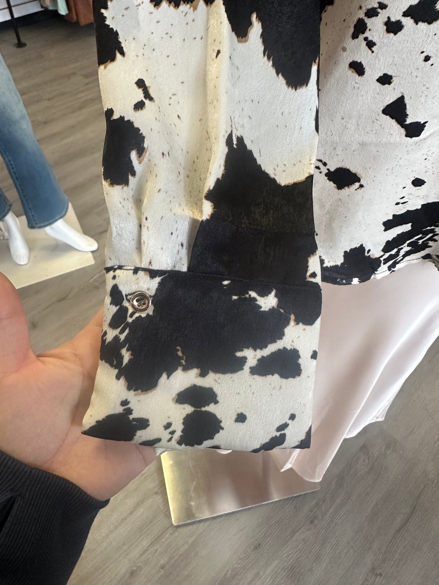 Black & White Cow Print Blouse