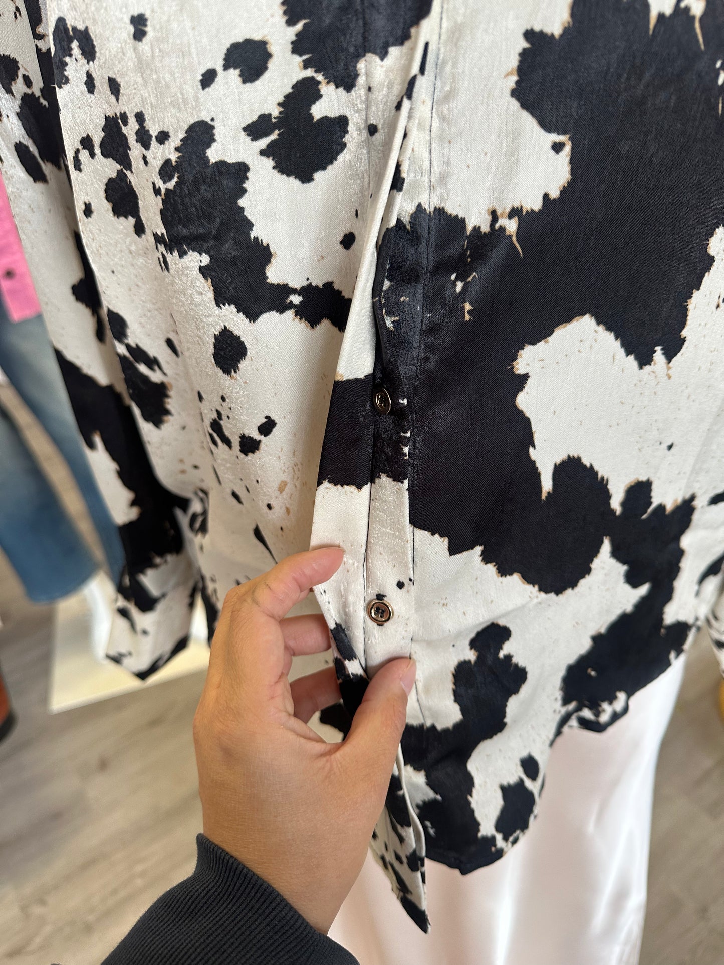 Black & White Cow Print Blouse