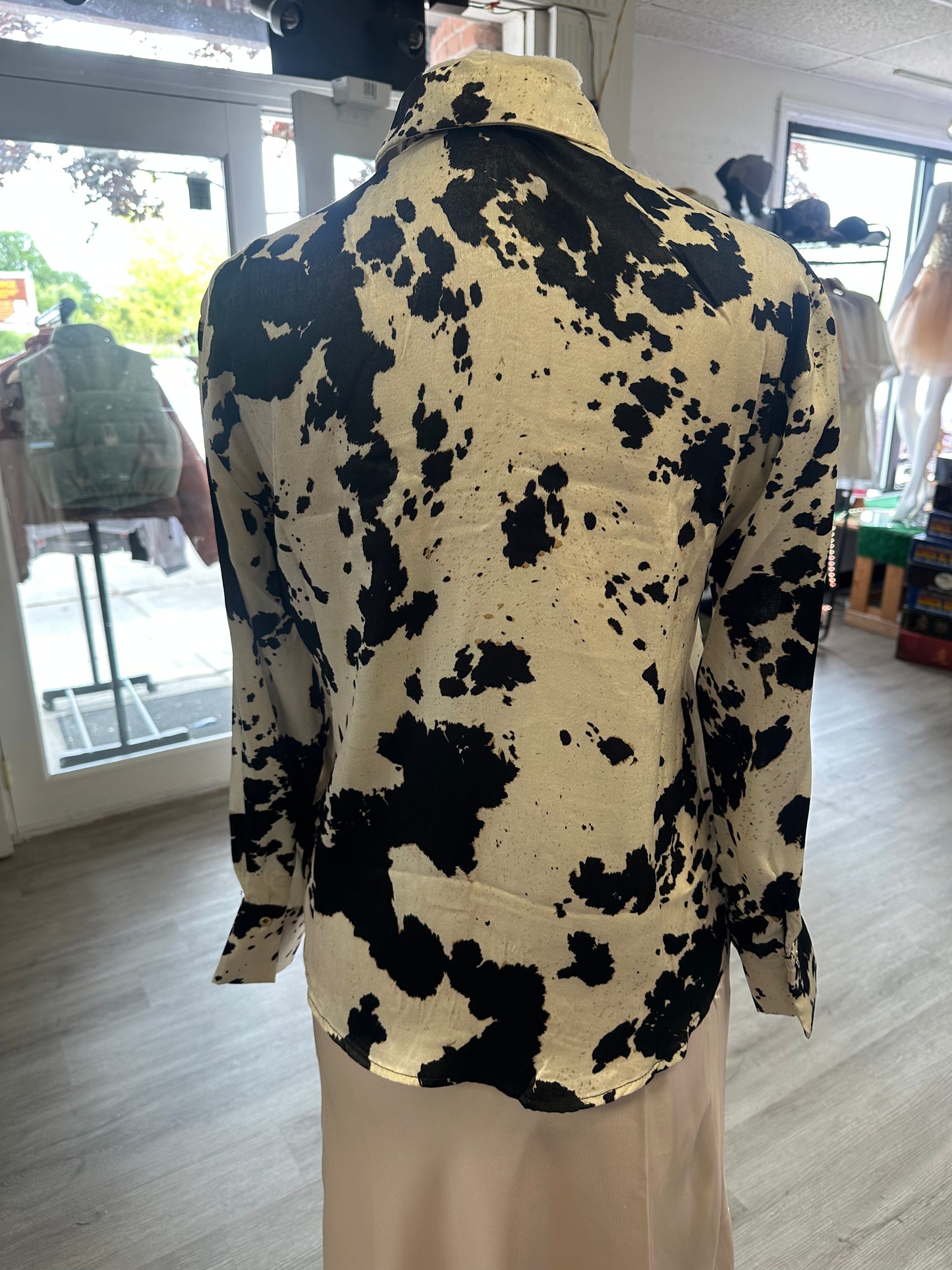 Black & White Cow Print Blouse