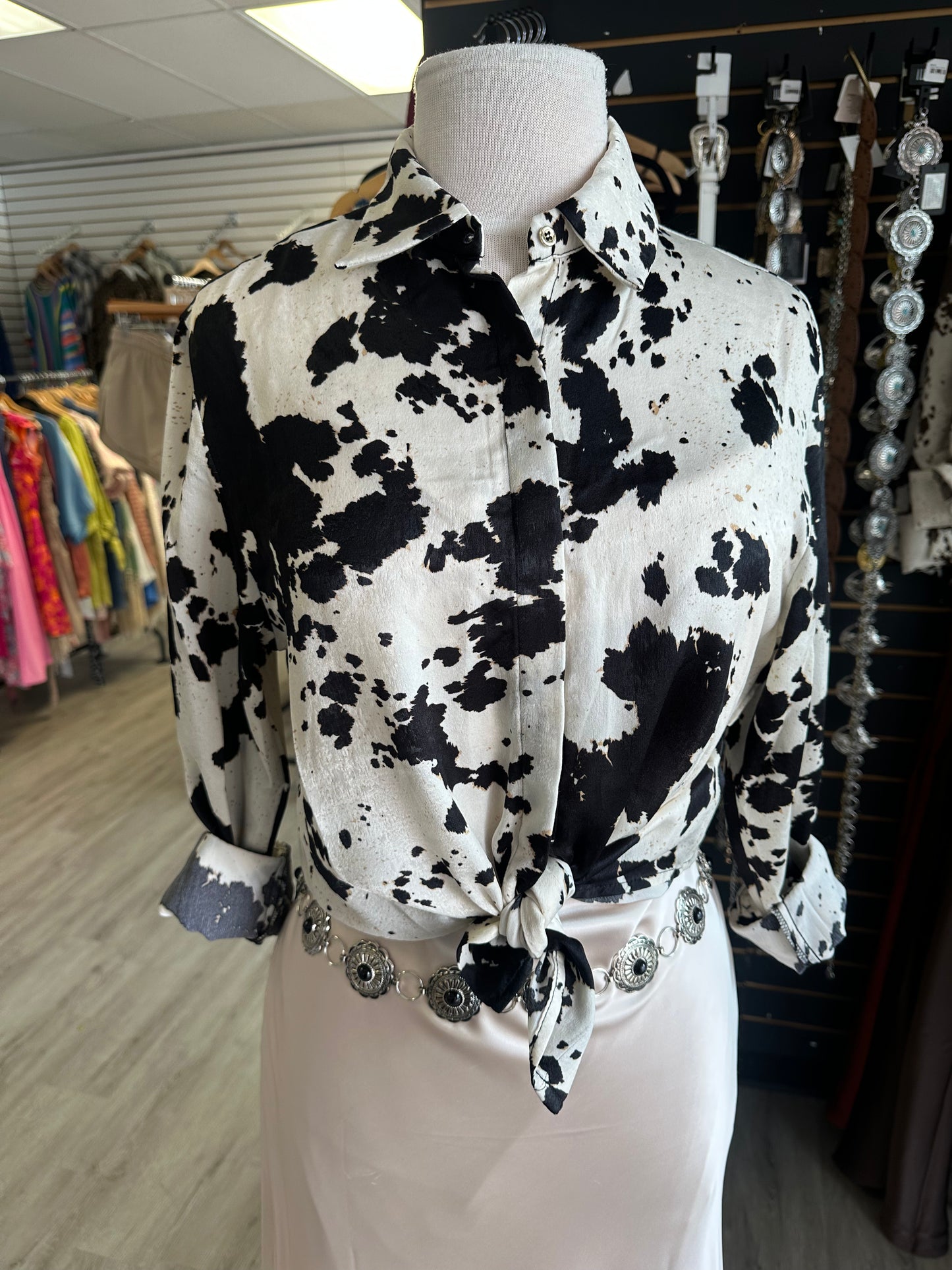 Black & White Cow Print Blouse