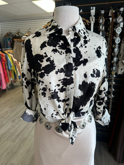 Black & White Cow Print Blouse