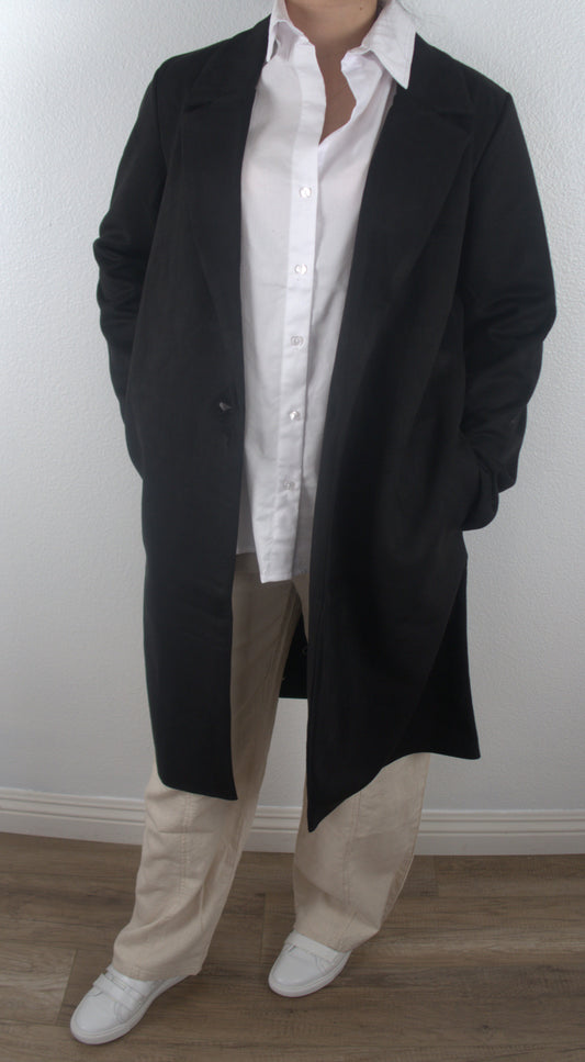 The Trendsetter Black Faux Suede Coat