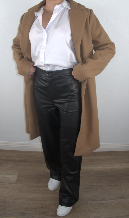 The Visionary Black Faux Leather Wide Leg Pants