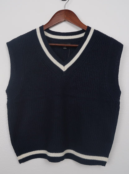 The Navy Blue Knit Sweater Vest