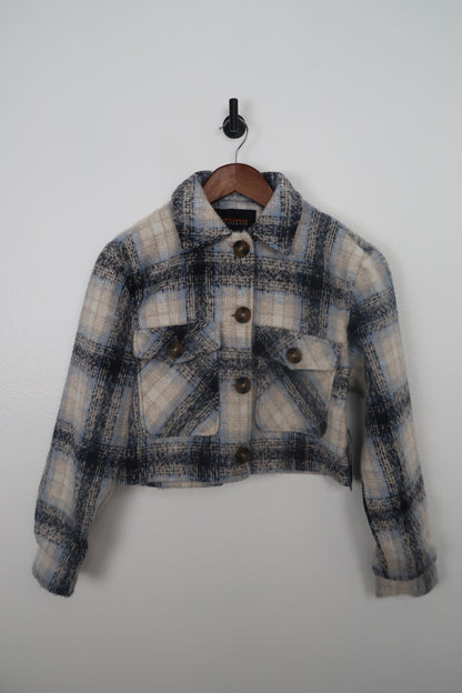 The Blue Plaid Cropped Plaid Jacket