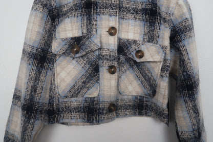 The Blue Plaid Cropped Plaid Jacket