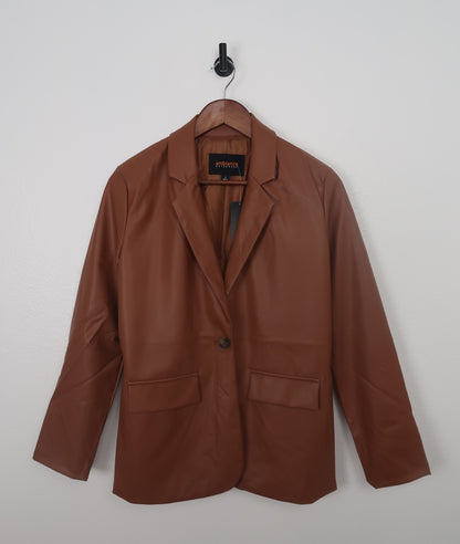 The Empowered Brown Faux Leather Blazer