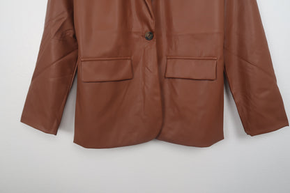 The Empowered Brown Faux Leather Blazer