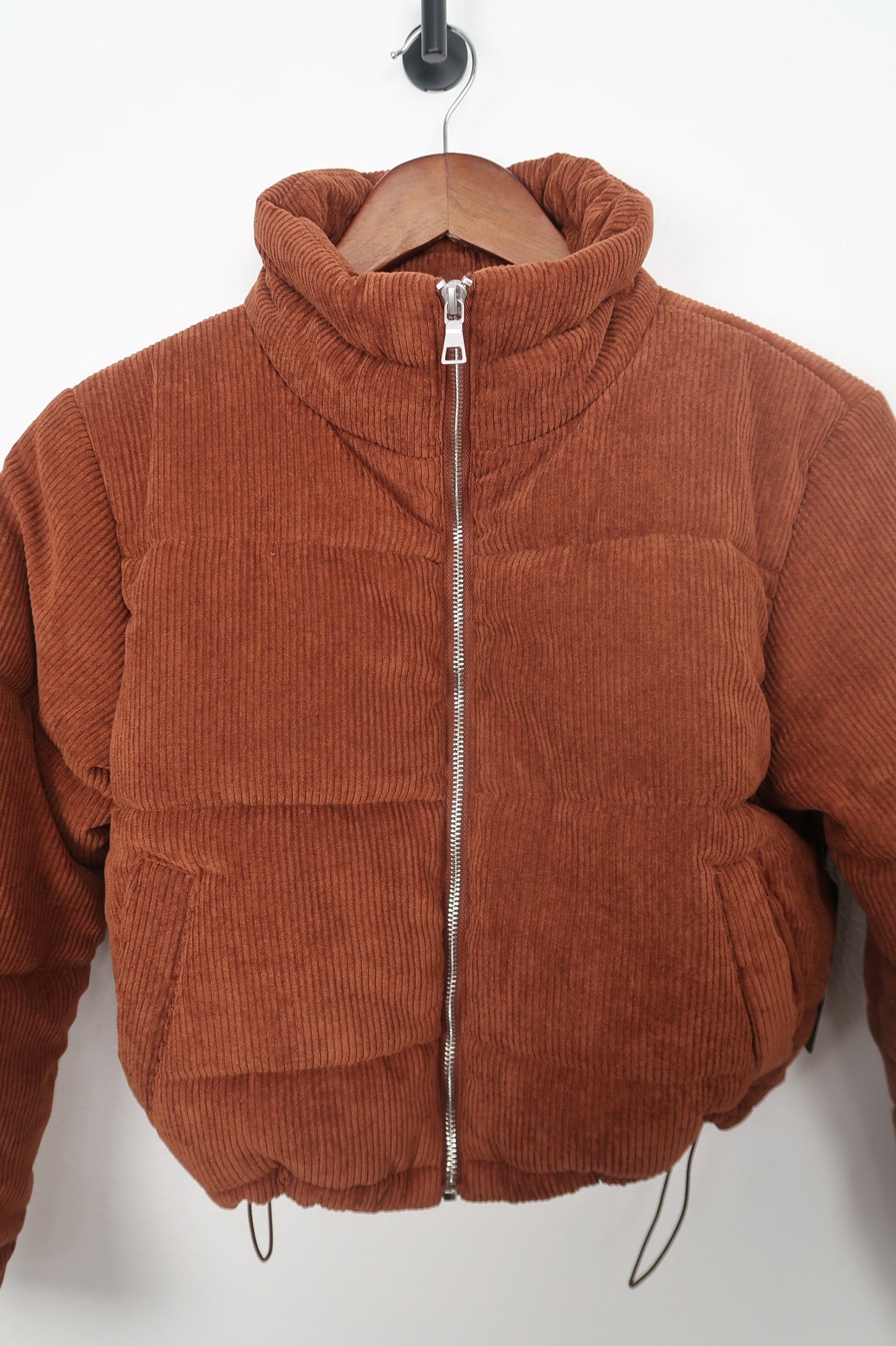 The Corduroy Brown Cropped Puffer Jacket