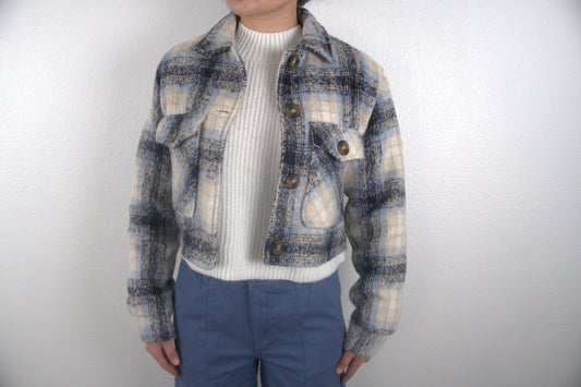 The Blue Plaid Cropped Plaid Jacket