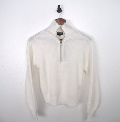 The Preppy Quarter Zip White Sweater