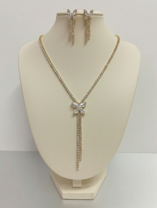 Gold Butterfly Necklace & Earrings