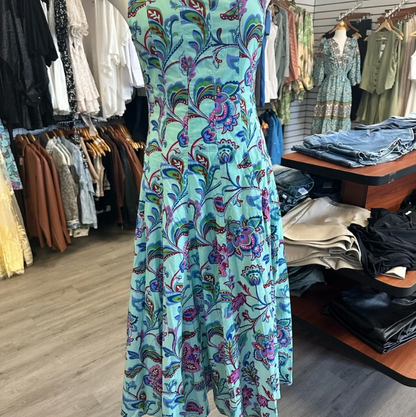 Umgee Teal Floral Midi Dress