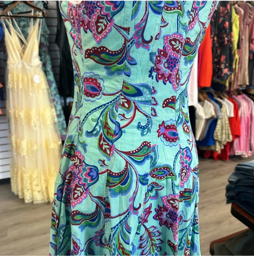 Umgee Teal Floral Midi Dress