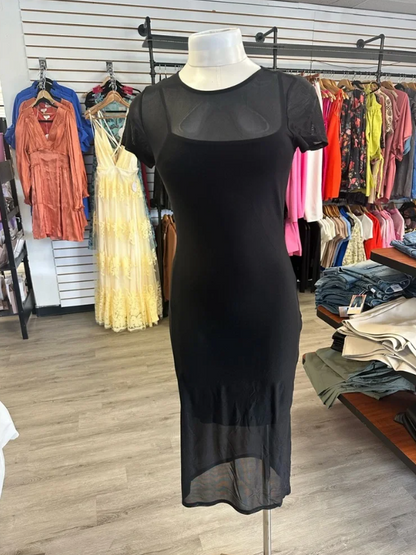 Black Sheer Midi Drees