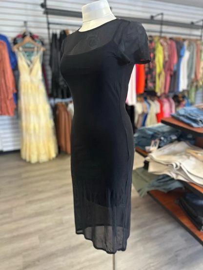 Black Sheer Midi Drees