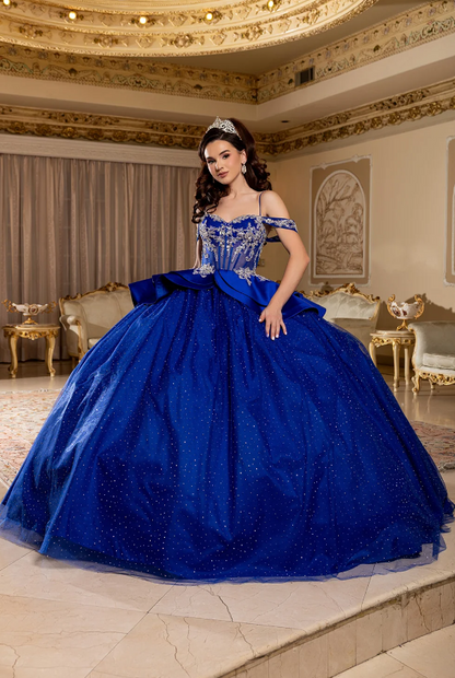 Royal Blue Satin Bow Corset Quinceanera Dress