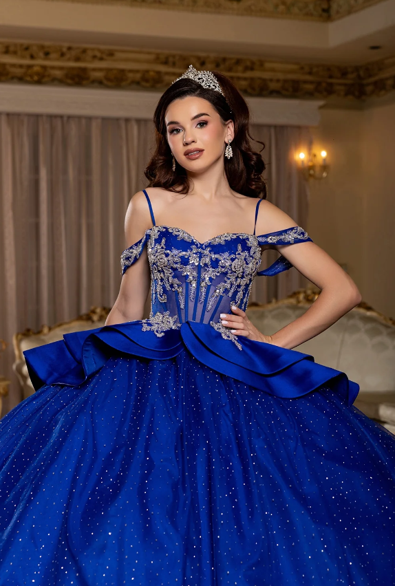 Royal Blue Satin Bow Corset Quinceanera Dress