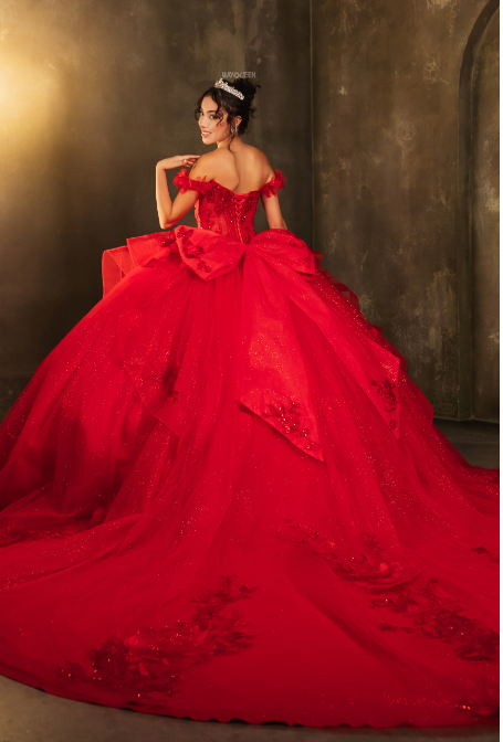 Red Corset Bow Quinceanera Dress