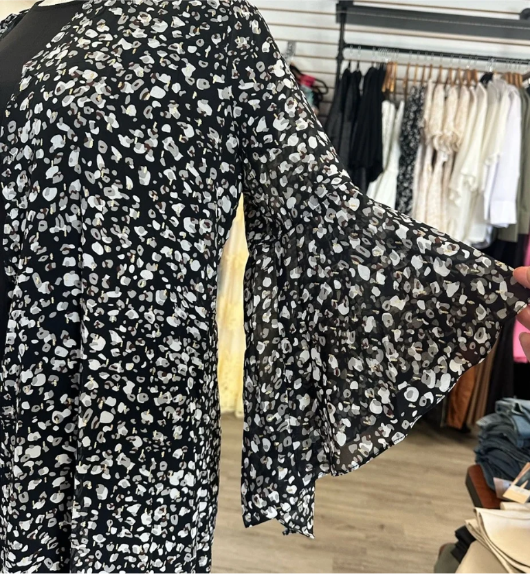 Animal Print Long Kimono Duster