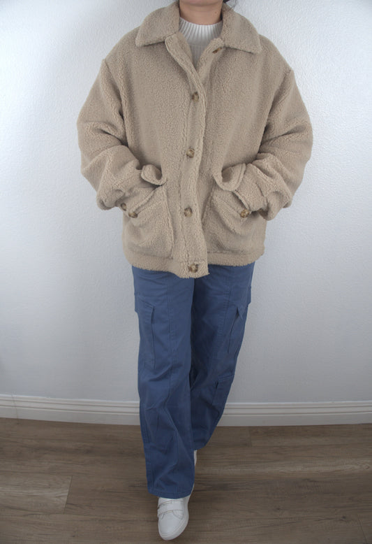 The Teddy Faux Sherpa Button Down Jacket