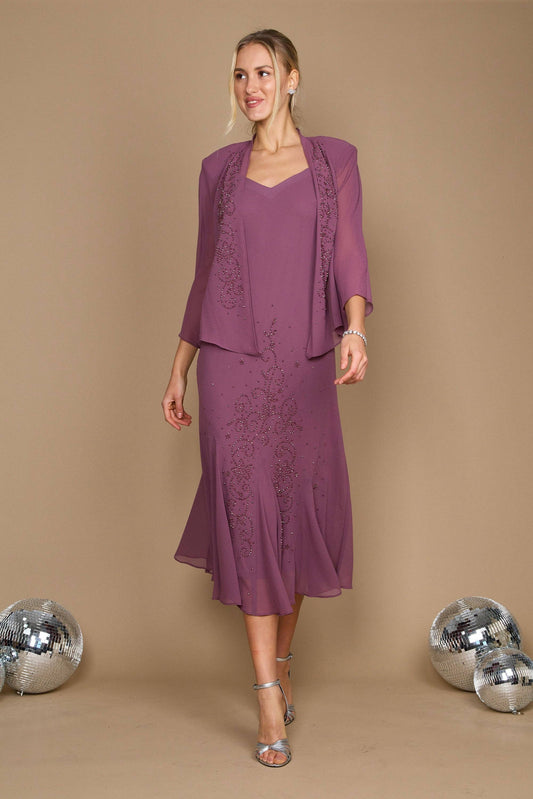 Plus Size Long Mother Of The Bride Dress: Dark Rose / 14W