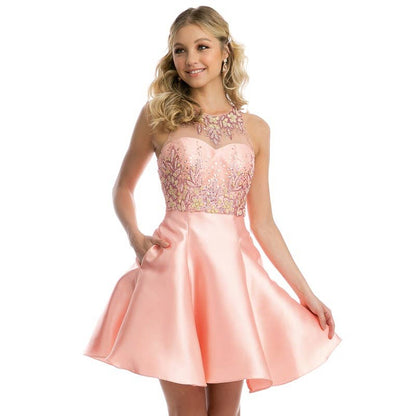 Peach Short Strapless Homecoming Dress