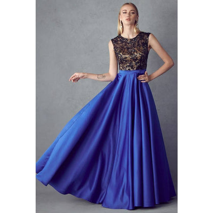 Two Tone Sequin Bodice Ball gown Dress