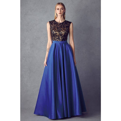 Two Tone Sequin Bodice Ball gown Dress