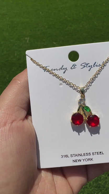 Gold Cherry Necklace