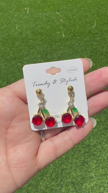 Gold Cherry Earrings