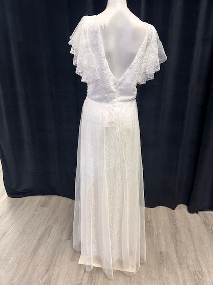 Double V-Neck Floor Length Mesh Dress
