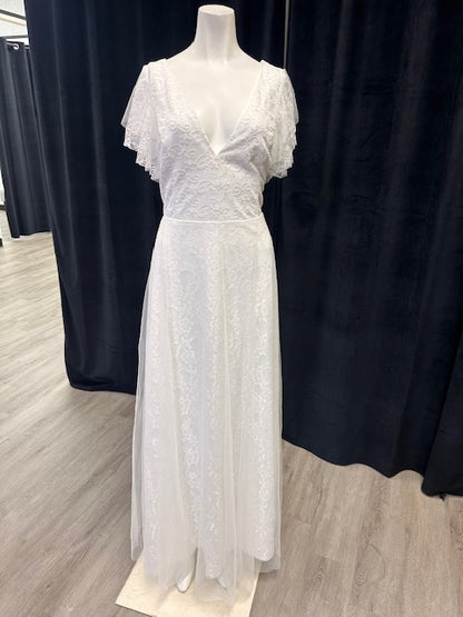 Double V-Neck Floor Length Mesh Dress