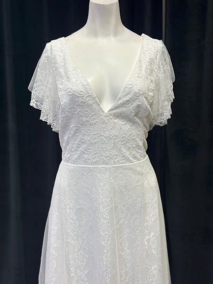 Double V-Neck Floor Length Mesh Dress