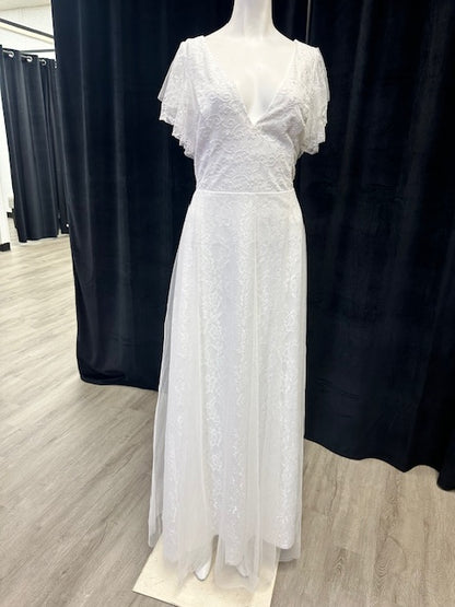 Double V-Neck Floor Length Mesh Dress